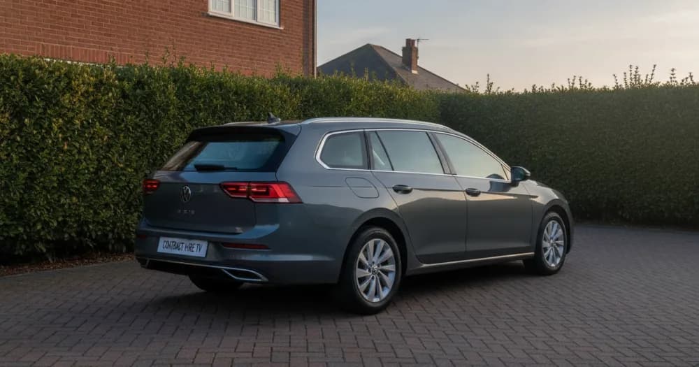 Estate car on a brick-house driveway in morning light, shown for a volkswagen passat lease. Estate car on a brick-house driveway in morning light, shown for a volkswagen passat lease.